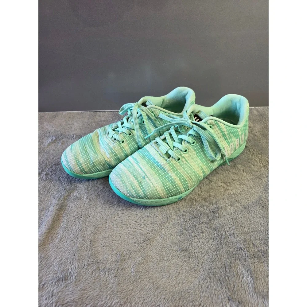 NOBULL Trainer Mint Green White Striped SuperFabric Men Size 10 Training Shoes‎
